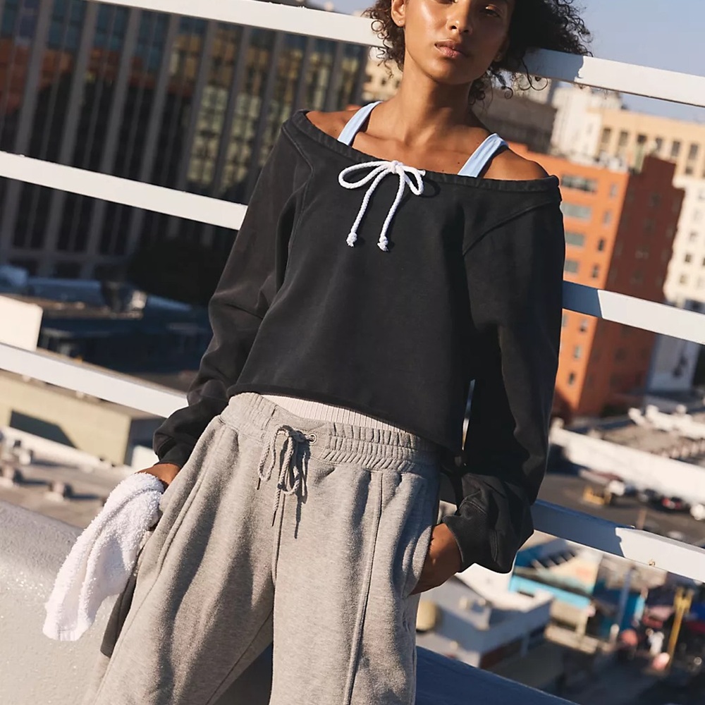 FP Movement Black Off-the-Shoulder Sweater
